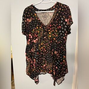 Torrid Black Floral Blouse